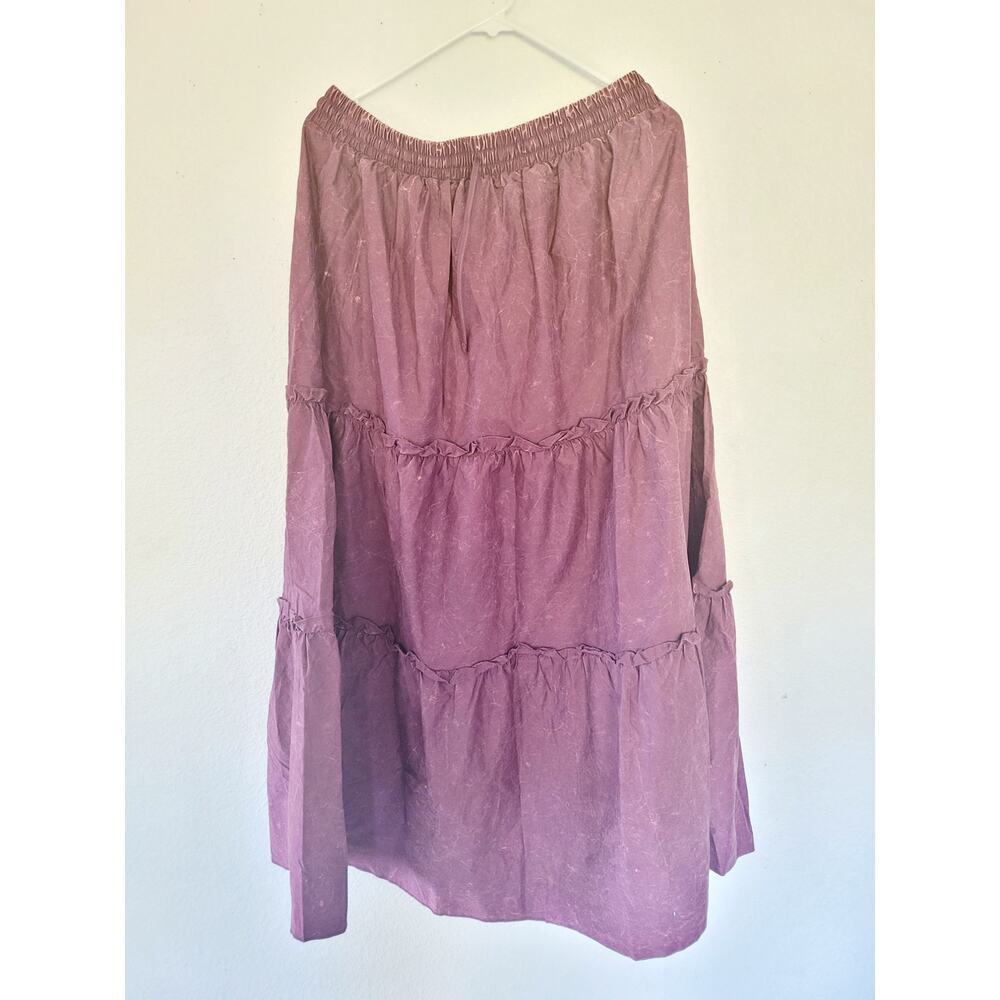 Zenana Women's Long Purple Tier Acid Wash‎ Skirt size XL #14